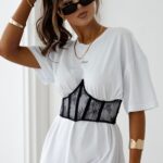 T-shirt sukienka z gorsetem CENIR OLAVOGA biała