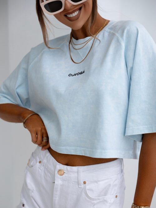 T-shirt bawełniany logowany VIROTO OLAVOGA niebieski