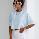 T-shirt bawełniany logowany VIROTO OLAVOGA niebieski