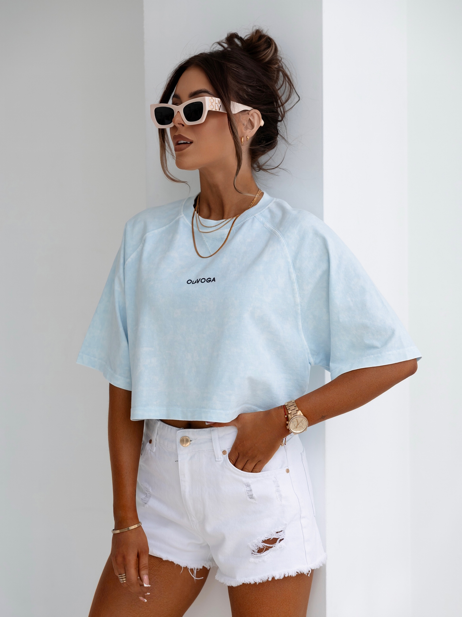 T-shirt bawełniany logowany VIROTO OLAVOGA niebieski