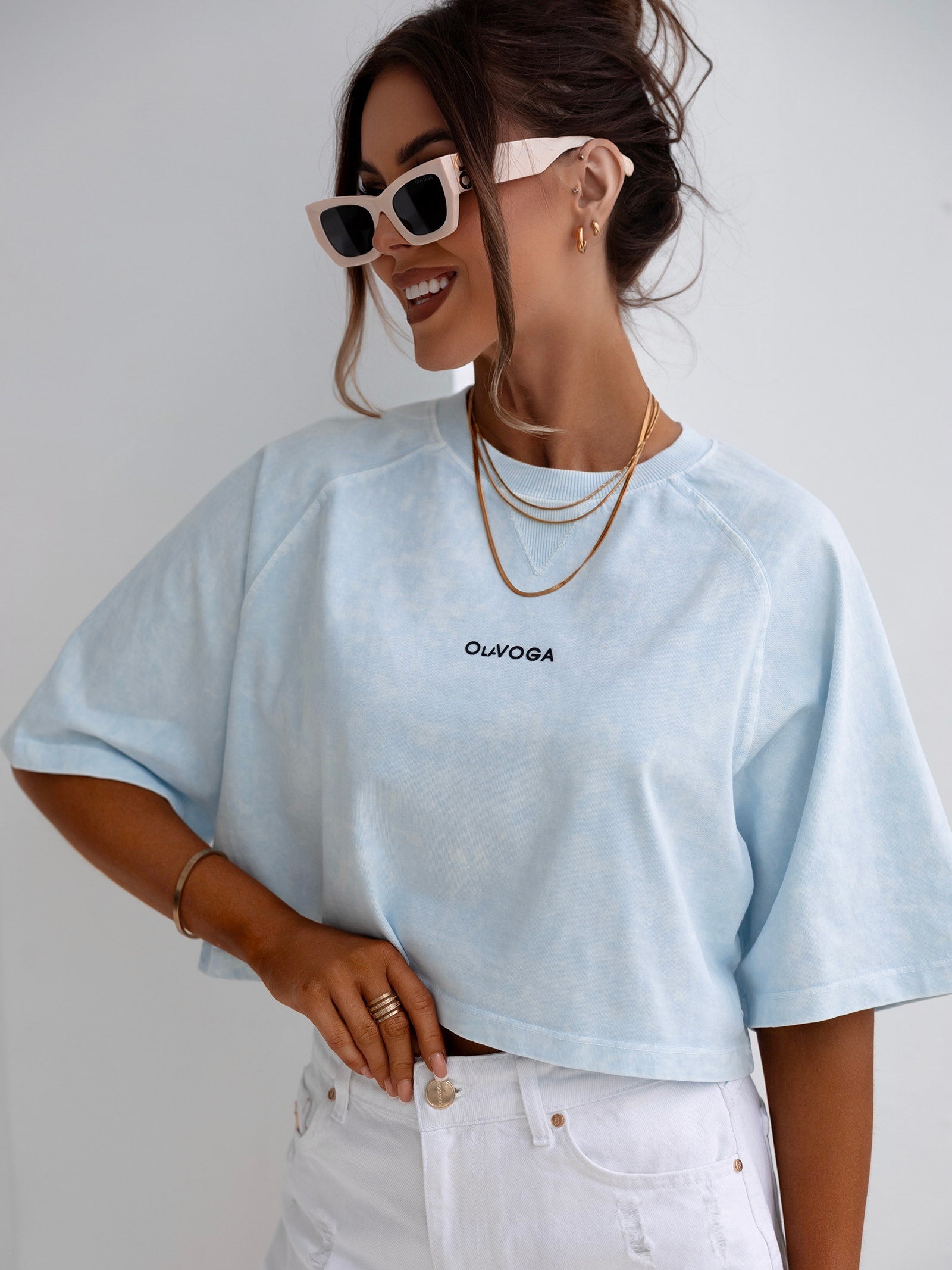 T-shirt bawełniany logowany VIROTO OLAVOGA niebieski