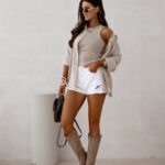 Top bawełniany prążkowany HARPER OLAVOGA beżowy