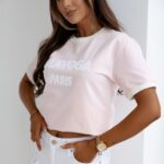 T-shirt bawełniany HOCK OLAVOGA pudrowy róż