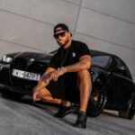 T-shirt męski bawełniany logowany PALM WAVE OLAVOGA czarny