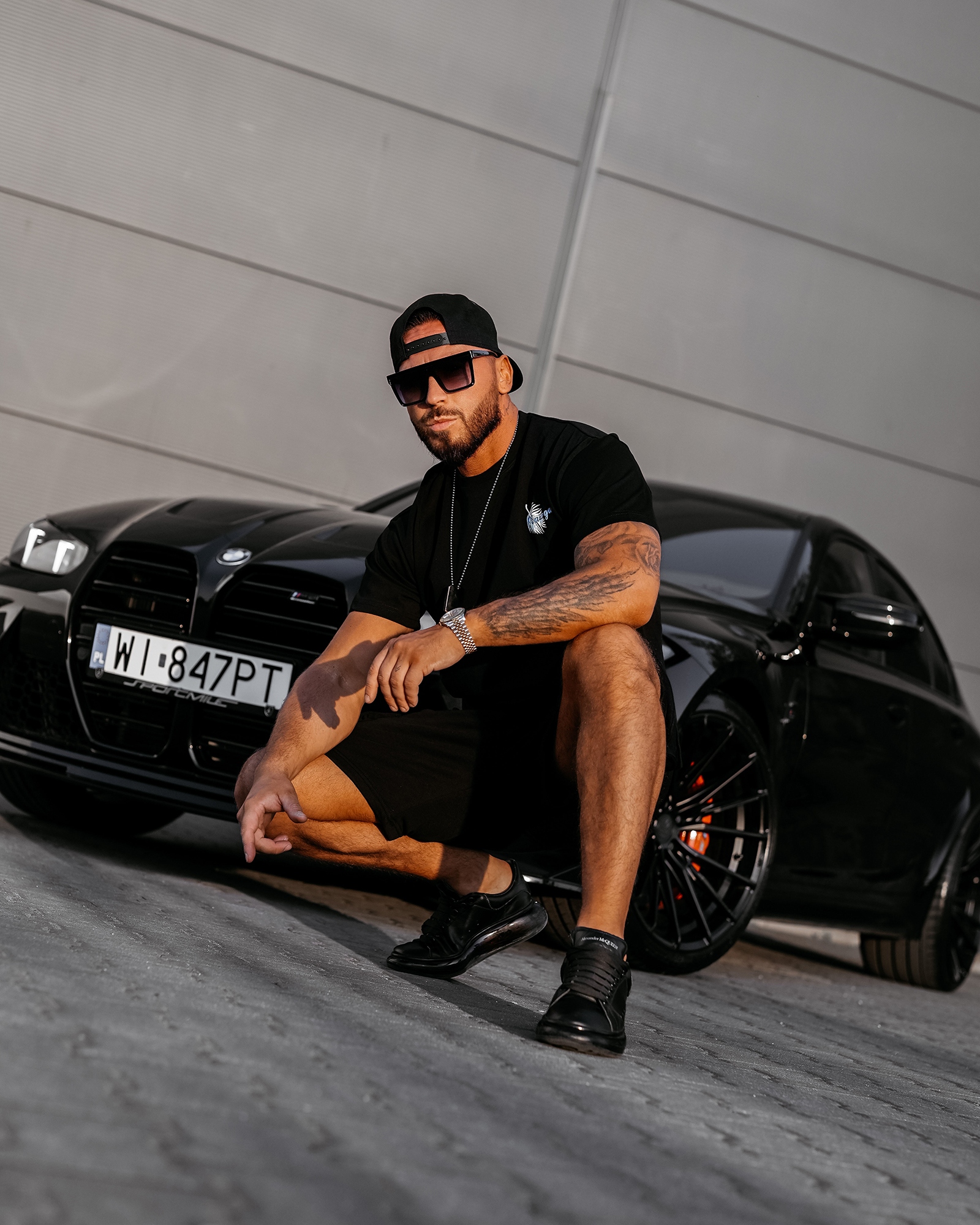 T-shirt męski bawełniany logowany PALM WAVE OLAVOGA czarny