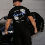 T-shirt męski bawełniany logowany PALM WAVE OLAVOGA czarny