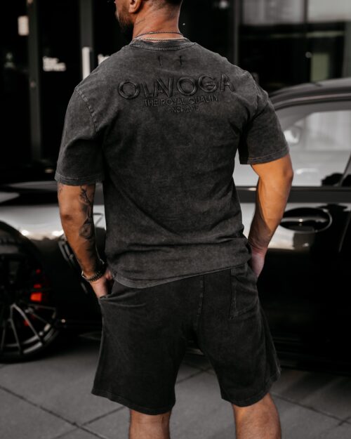 T-shirt męski bawełniany haft 3D XATO OLAVOGA czarny