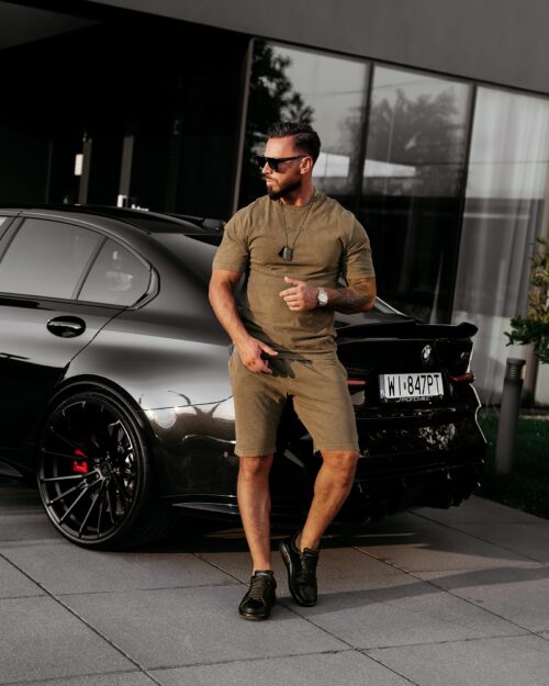 T-shirt męski bawełniany haft 3D XATO OLAVOGA khaki