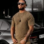 T-shirt męski bawełniany haft 3D XATO OLAVOGA khaki