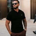 T-shirt polo męski złota blaszka TWIST OLAVOGA czarny