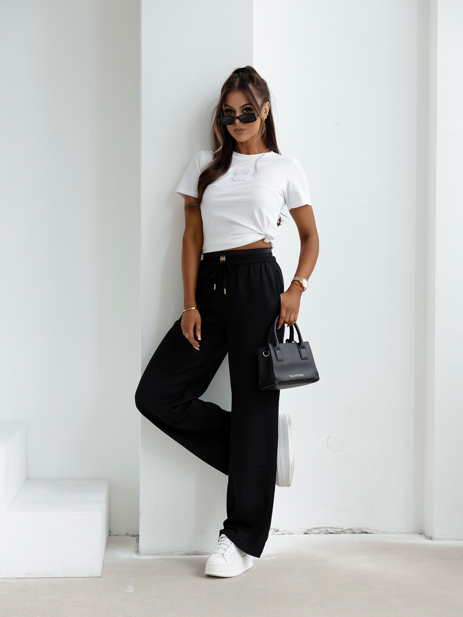 Spodnie casualowe satynowe YUO OLAVOGA czarne