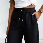 Spodnie casualowe satynowe YUO OLAVOGA czarne