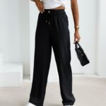 Spodnie casualowe satynowe YUO OLAVOGA czarne