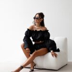 Komplet damski boho bluzka+spodenki BIBBLE OLAVOGA czarny