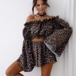 Komplet damski boho bluzka+spodenki BIBBLE OLAVOGA panterka