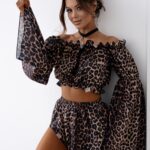 Komplet damski boho bluzka+spodenki BIBBLE OLAVOGA panterka