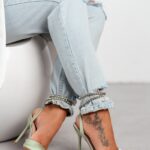 Czółenka satynowe Madam Taille seledynowe