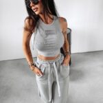 Top damski prążkowany RUBY OLAVOGA szary