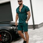 Komplet męski ze spodenkami BONFIRE&UNION butelkowa zieleń