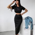 Komplet prążkowany CORDY OLAVOGA czarny