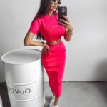 Komplet prążkowany CORDY OLAVOGA n.róż