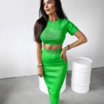 Komplet prążkowany CORDY OLAVOGA zielony