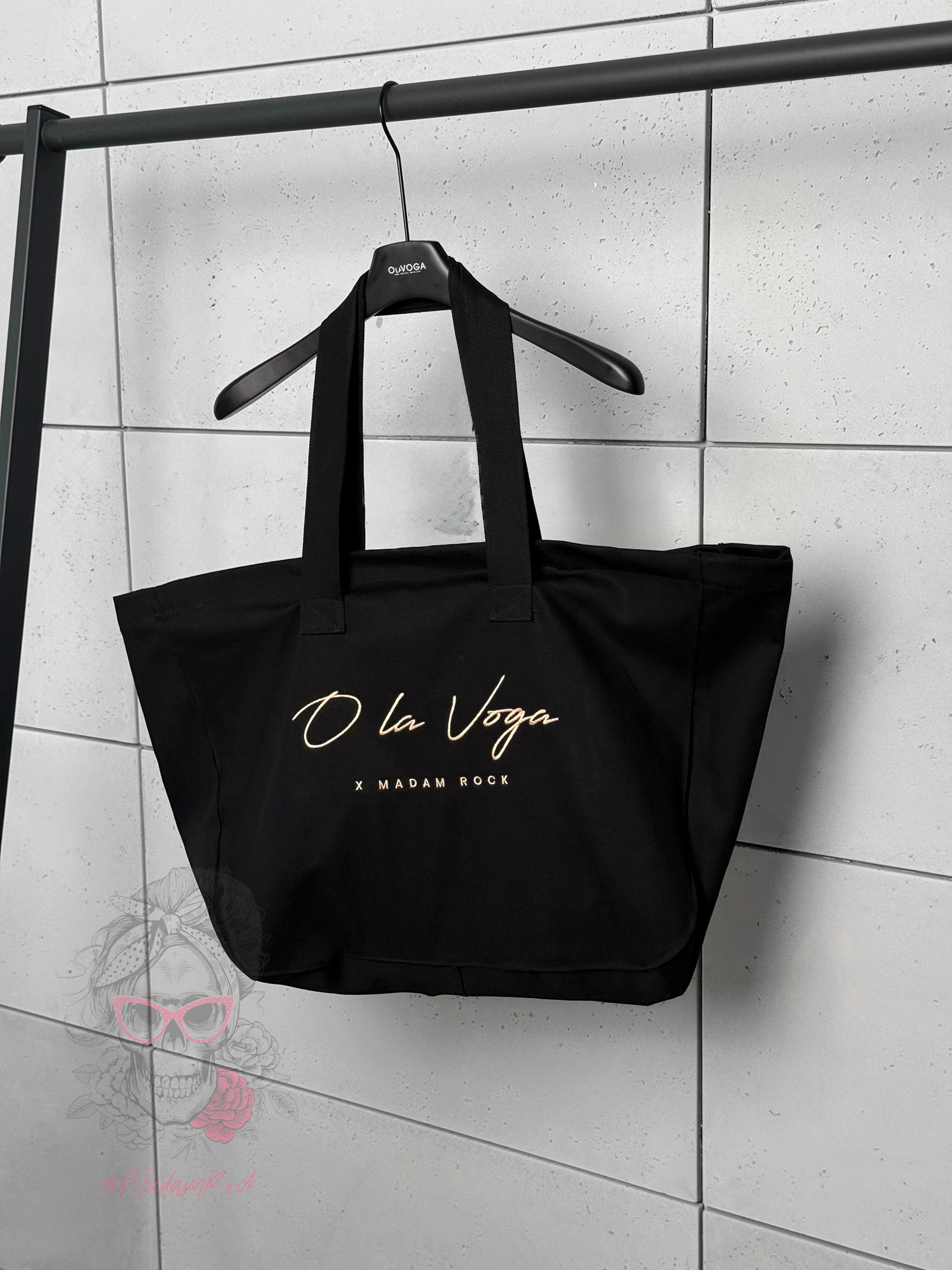 Torba damska bawełniana maxi ECO X MADAMROCK OLAVOGA czarna