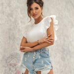 Body prążkowane z falbanką Fornax białe