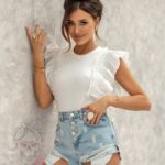 Body prążkowane z falbanką Fornax białe