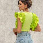 Body prążkowane z falbanką Fornax limonka