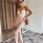 Spodnie eleganckie dzwony Keloni II beżowe