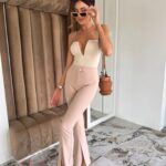 Spodnie eleganckie dzwony Keloni II beżowe