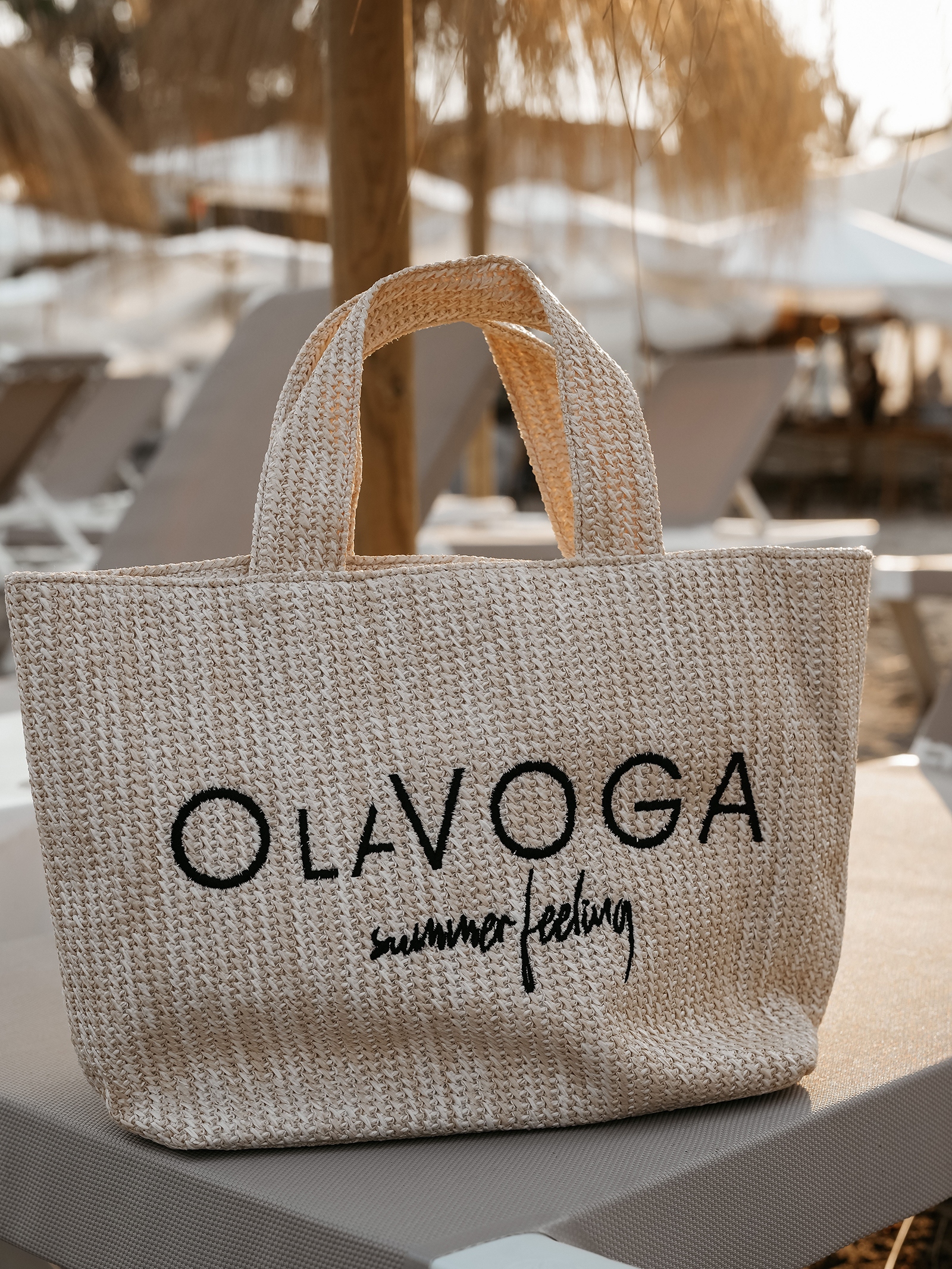 Torba plażowa pleciona logowana THERAPY OLAVOGA beżowa