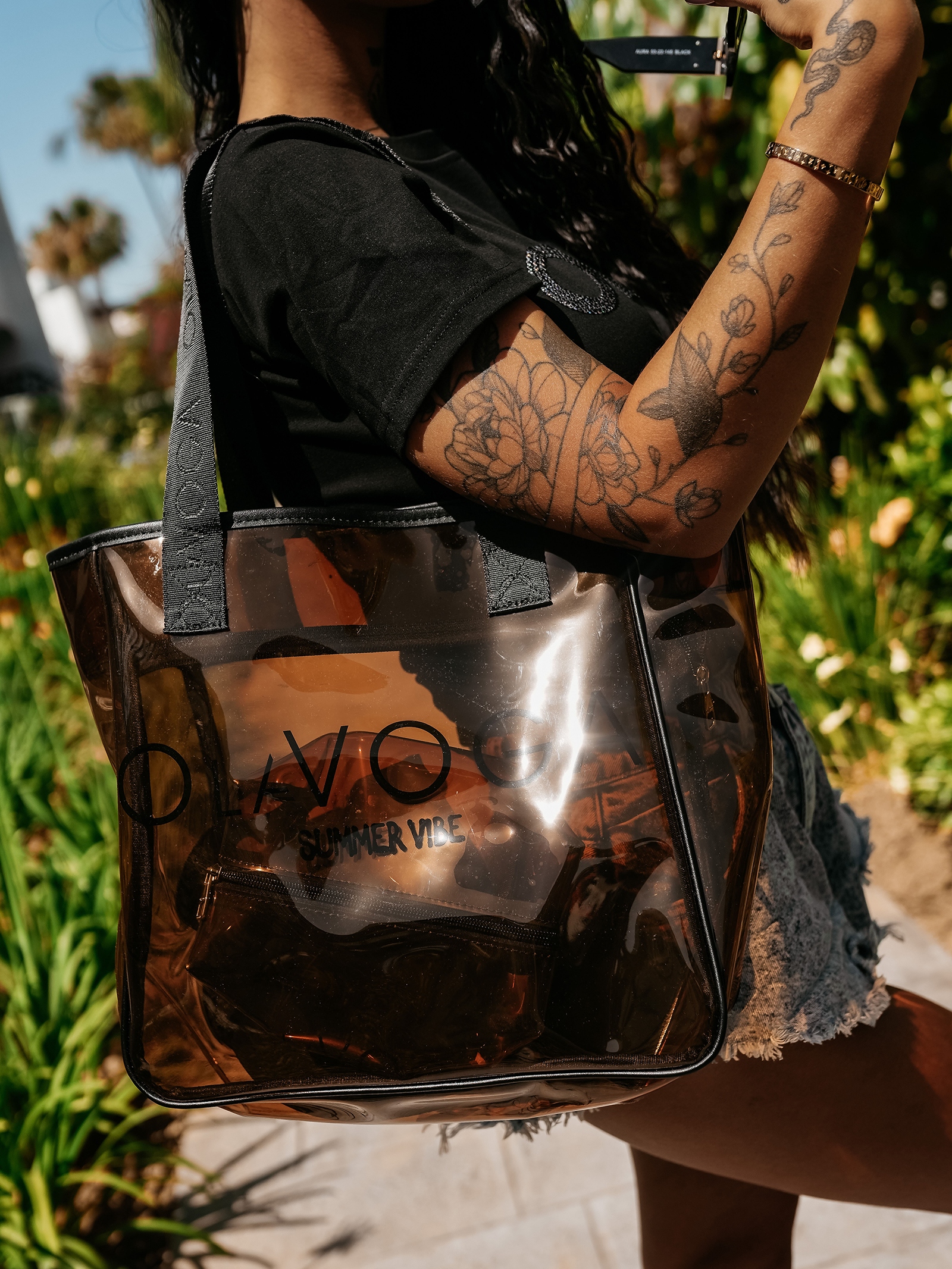 Torba plażowa+kosmetyczka holograficzna REED OLAVOGA beżowa