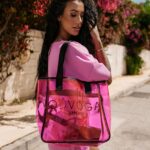 Torba plażowa+kosmetyczka holograficzna REED OLAVOGA różowa