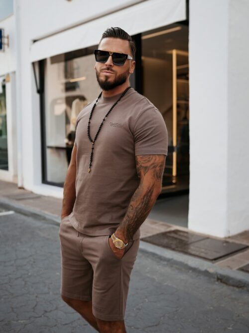 Komplet męski ze spodenkami FEAR OLAVOGA brązowy