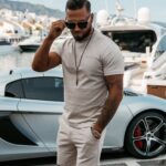 Komplet męski ze spodenkami FEAR OLAVOGA beżowy