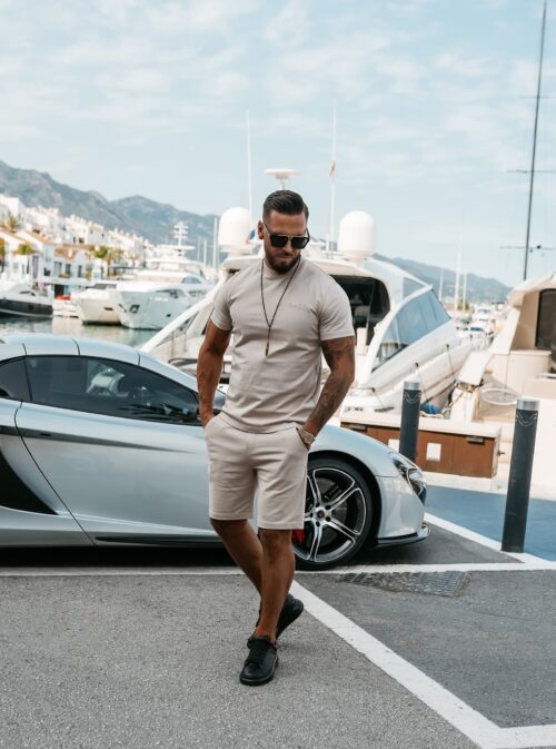 Komplet męski ze spodenkami FEAR OLAVOGA beżowy