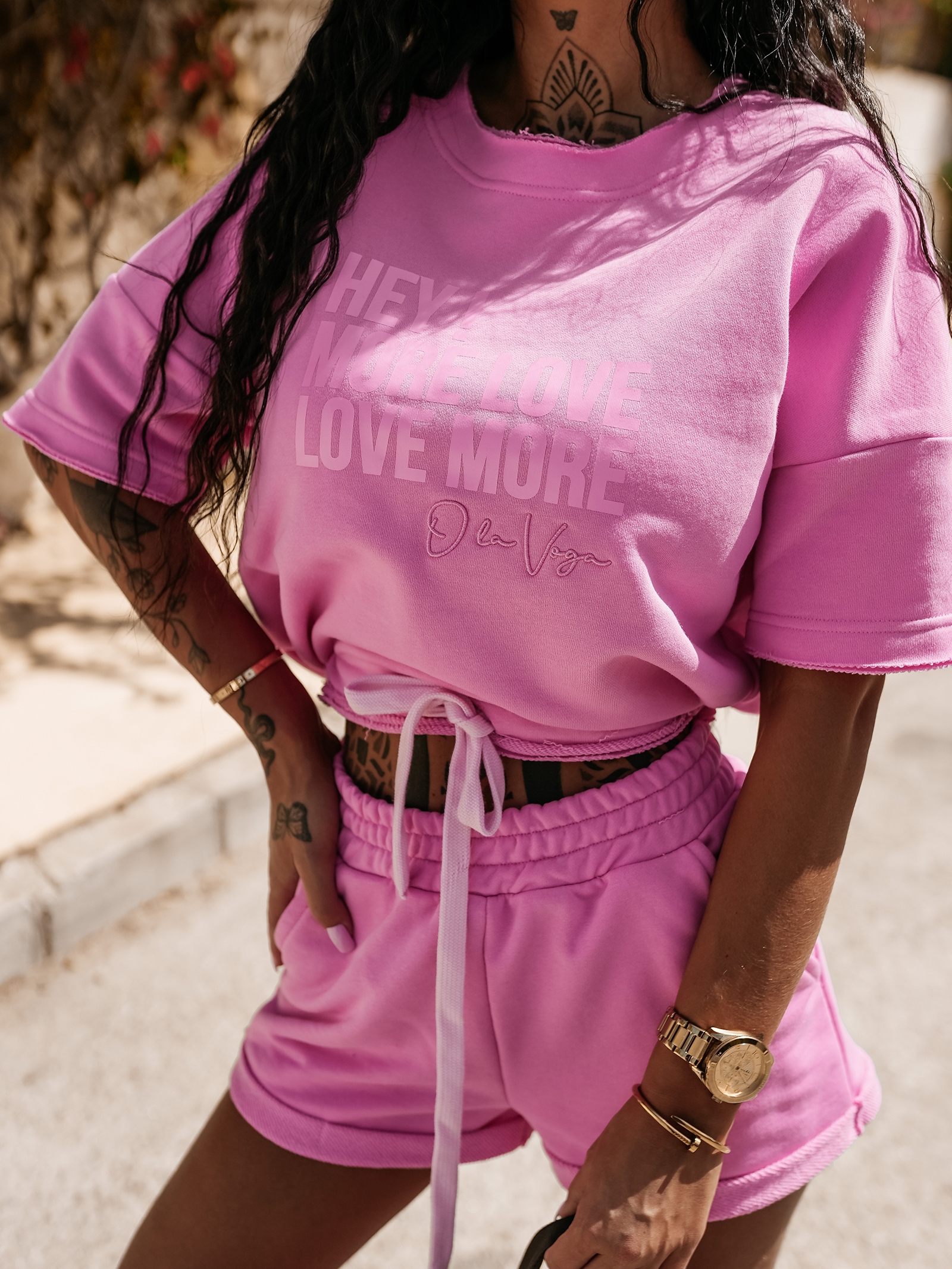 Komplet casualowy bawełniany URAN OLAVOGA różowy