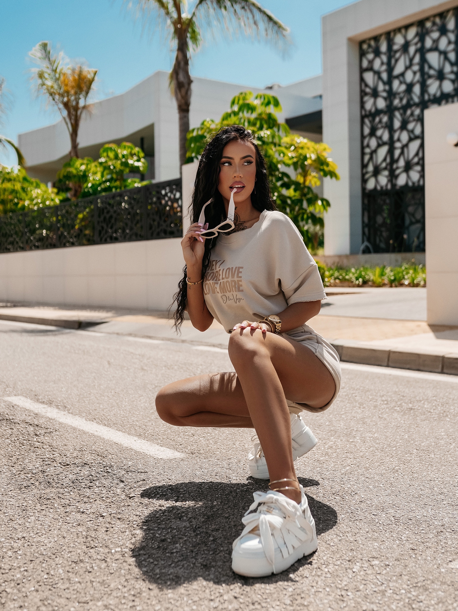 Komplet casualowy bawełniany URAN OLAVOGA beżowy