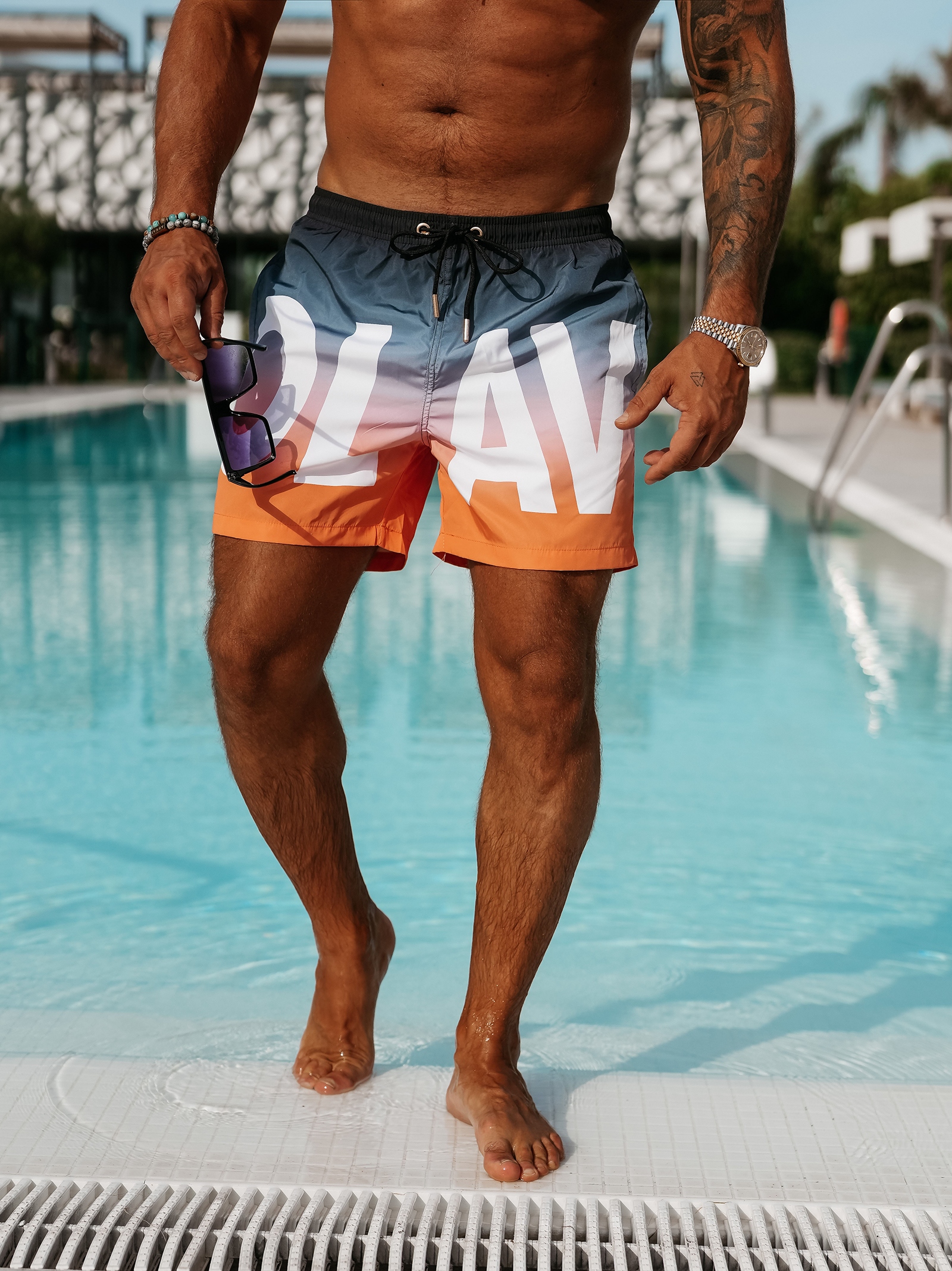 Kąpielówki szorty męskie ombre ACTIVITY OLAVOGA pomarańczowe Kąpielówki szorty męskie ombre ACTIVITY OLAVOGA pomarańczowe
