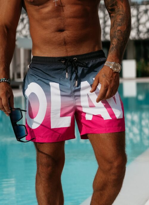 Kąpielówki szorty męskie ombre ACTIVITY OLAVOGA neonowy róż