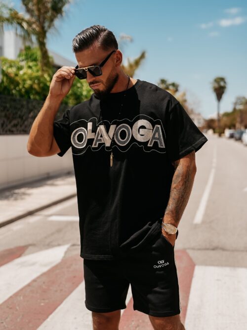 T-shirt męski logowany CONVEX OLAVOGA czarny