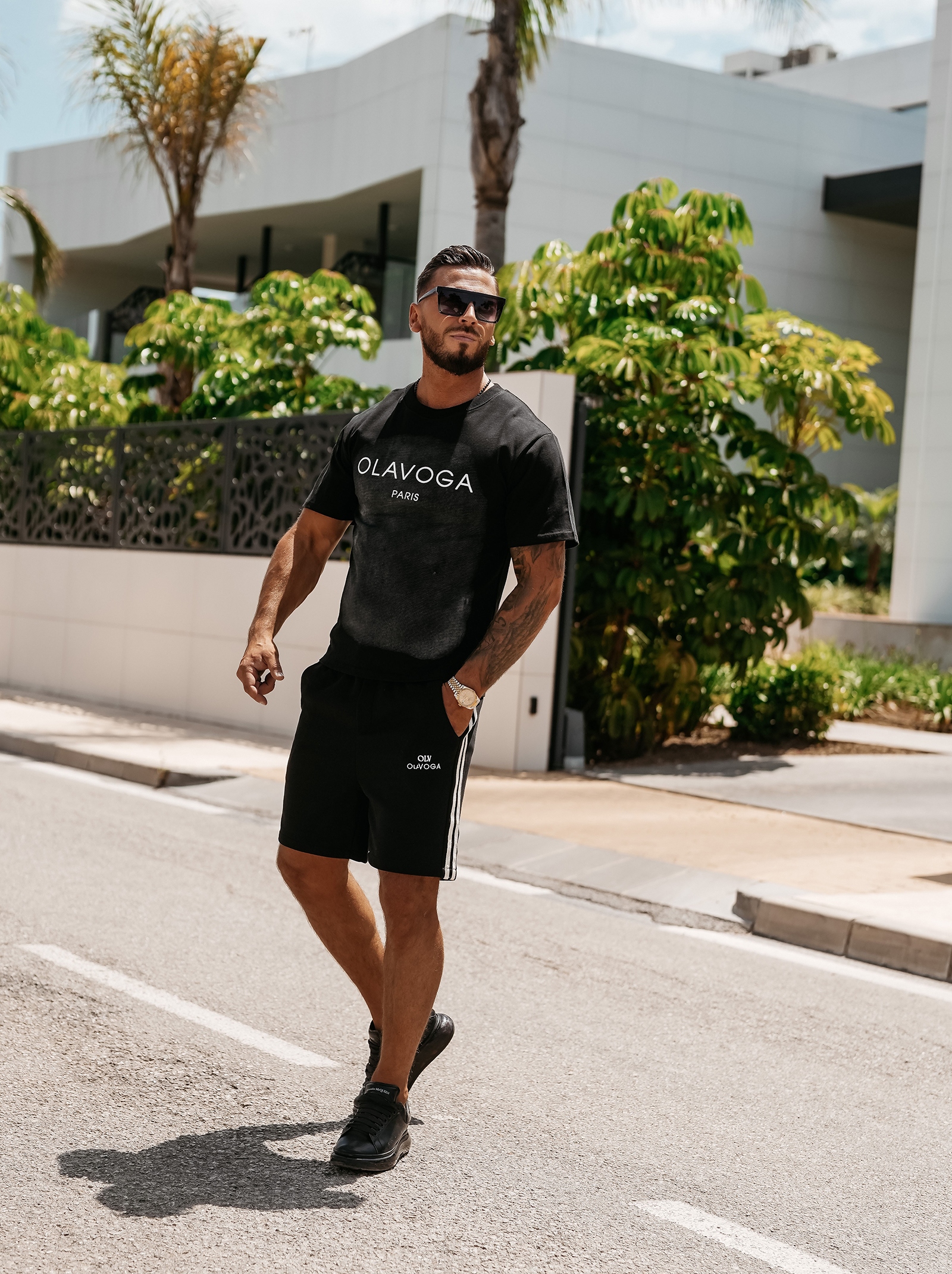 T-shirt męski bawełniany SMOKE OLAVOGA czarny