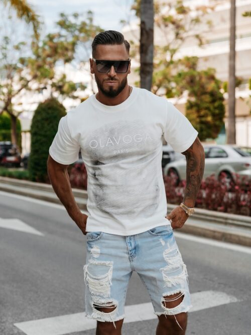 T-shirt męski bawełniany SMOKE OLAVOGA ecru