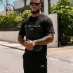 T-shirt męski bawełniany SMOKE OLAVOGA czarny