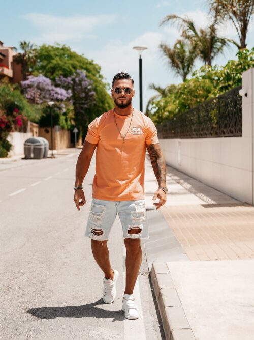 T-shirt męski bawełniany logowany ESKAL OLAVOGA pomarańczowy