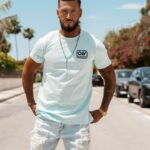 T-shirt męski bawełniany logowany ESKAL OLAVOGA niebieski