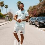 T-shirt męski bawełniany logowany ESKAL OLAVOGA niebieski