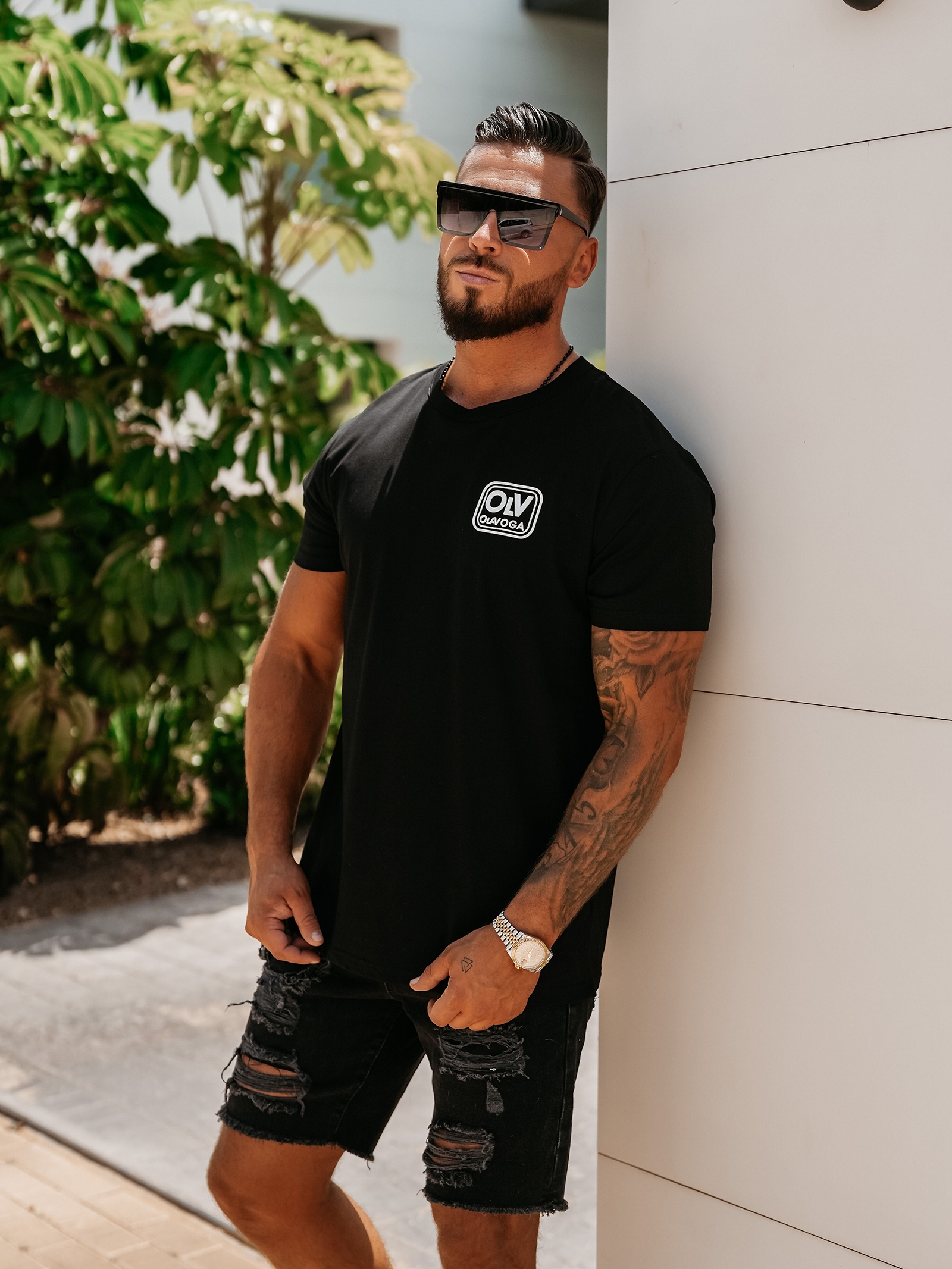 T-shirt męski bawełniany logowany ESKAL OLAVOGA czarny